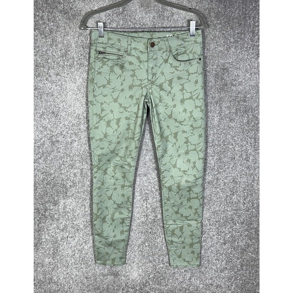Gap 1969 Ankle Zip Skinny Legging Jeans Women Size 25 Stretch Green Floral - Picture 1 of 13